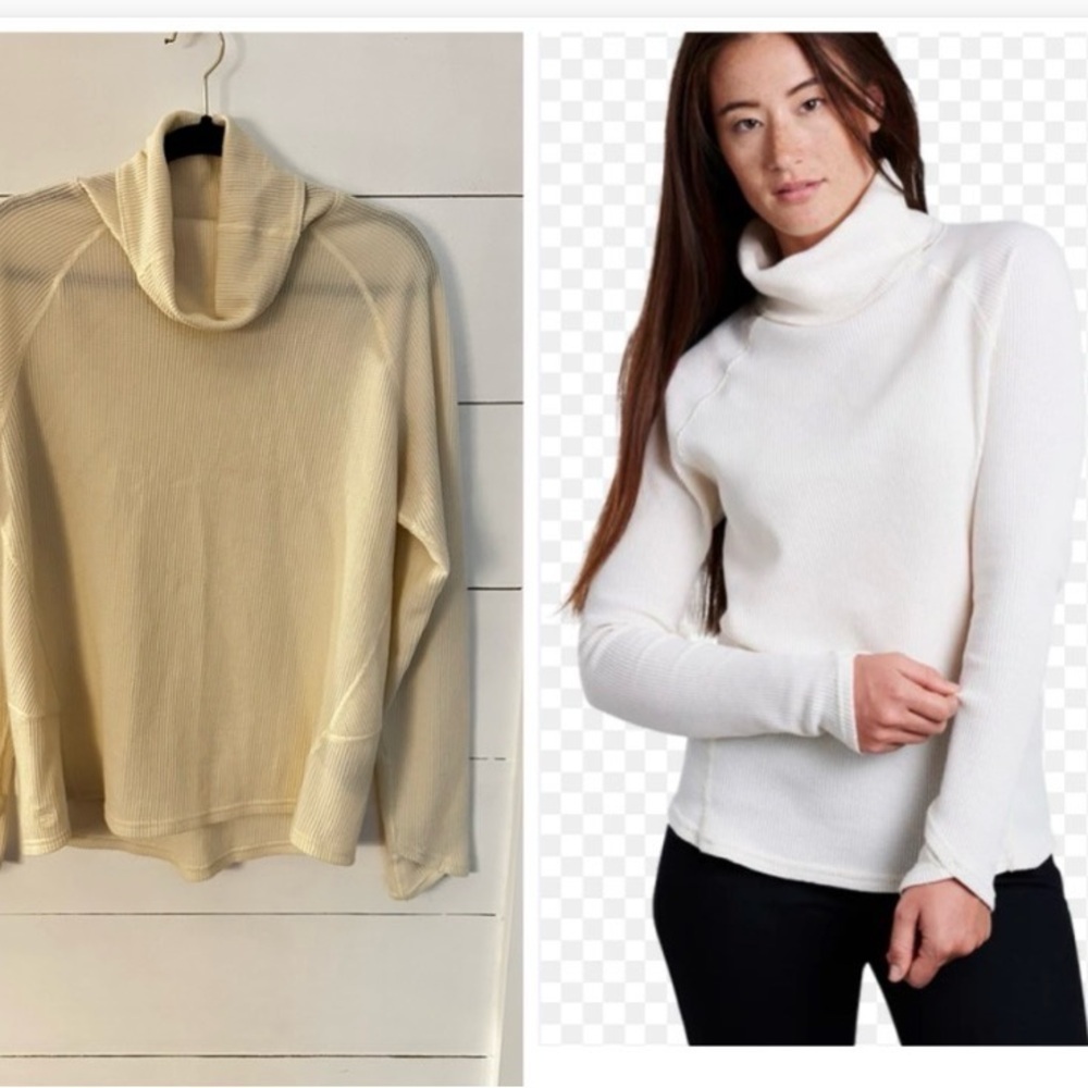 KUHL L Cream Petra was woman gorpcore cozy long sleeve activewear turtleneck